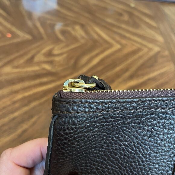 Burberry Calf Leather Dark Brown Wristlet Zip Unisex Handbag Clutch Pouch Bag - Picture 4 of 16